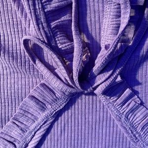 Purple pull over sweater with open front